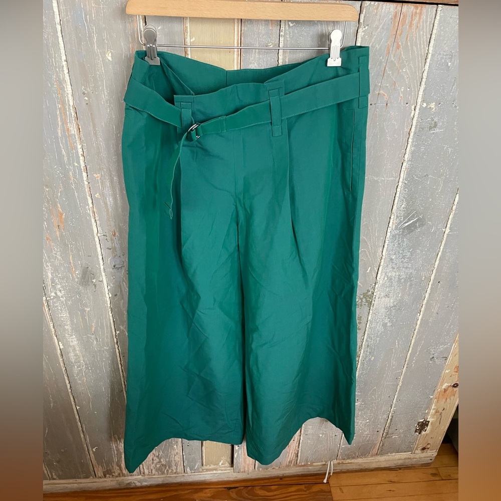 Issey Miyake 1325 Green Wide-Leg Belted Pants